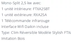 Climatiseur Daikin Stylish FTXA25BT + RXA25A