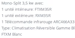 Climatiseur Daikin FTXM35A + RXM35A BLUEVOLUTION