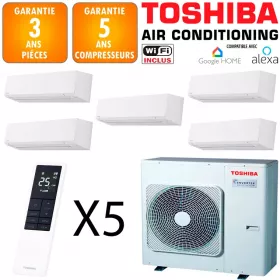 Toshiba Quintuple-split Shorai RAS-5M34G3AVG-E + 5 X RAS-B07G3KVSG-E