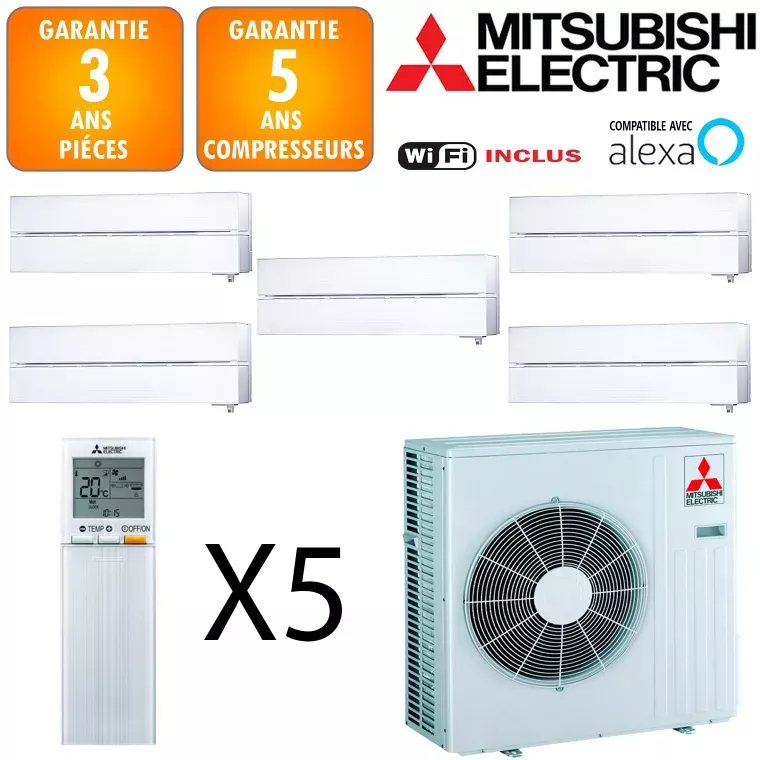 Mitsubishi Quintuple-split MXZ-5F102VF + 3 X MSZ-LN18VGV + 2 X MSZ-LN25VGV
