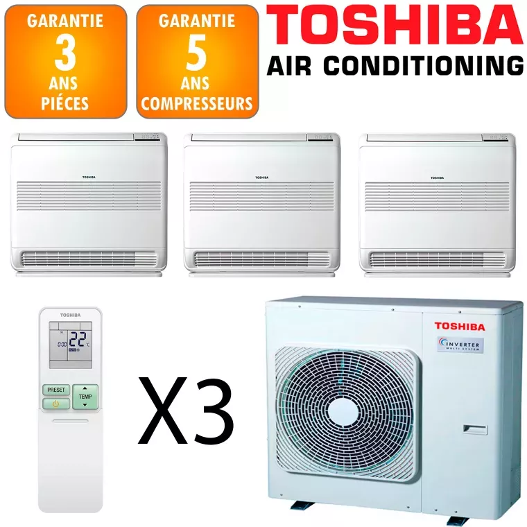Toshiba Tri-split Console RAS-3M26G3AVG-E + 3 X RAS-B10J2FVG-E