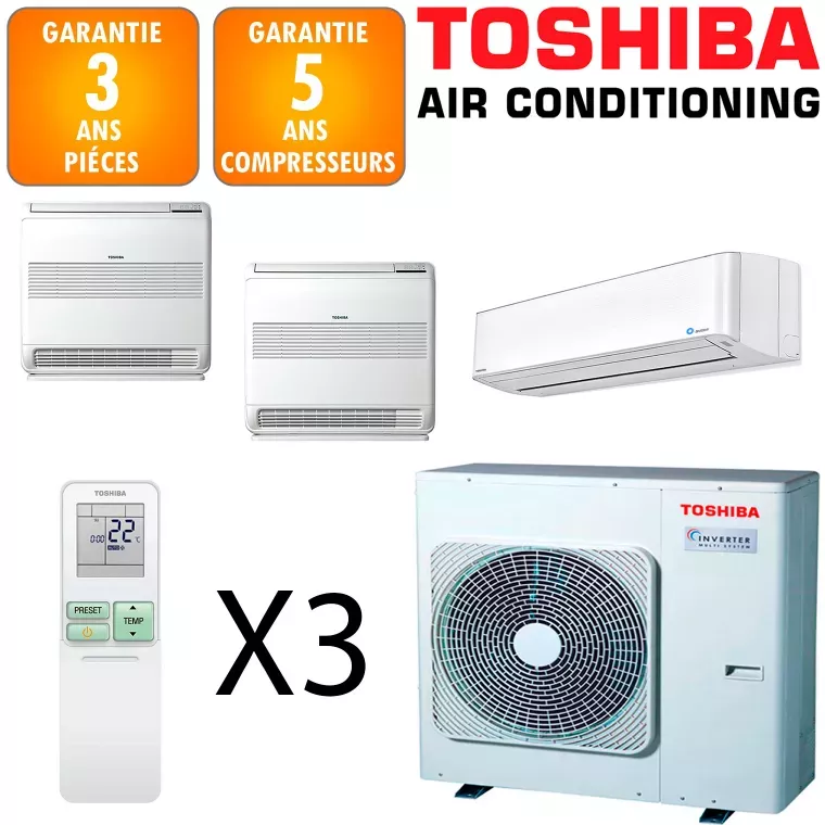 Toshiba Tri-split Daiseikai RAS-3M26G3AVG-E + 2 X RAS-B10J2FVG-E + RAS-M10PKVPG-E