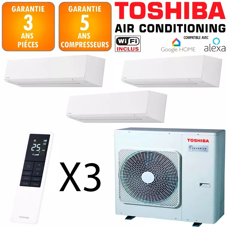 Toshiba Tri-split Shorai RAS-3M26G3AVG-E + 2 RAS-B07G3KVSG-E + RAS-B13G3KVSG-E