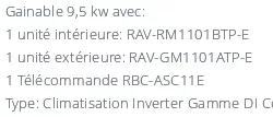 Climatiseur Toshiba Gainable RAV-RM1101BTP-E