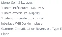 Climatiseur Daikin EMURA FTXJ20MW + RXJ20M