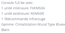 Climatiseur Console Daikin FVXM50A + RXM50R