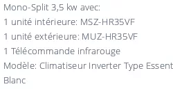 Climatiseur Réversible Mitsubishi MSZ-HR35VF