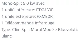 Climatiseur Daikin FTXM50R + RXM50R BLUEVOLUTION