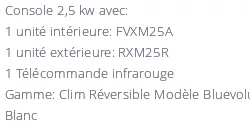 Climatiseur Console Daikin FVXM25A + RXM25A
