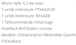Climatiseur Daikin Stylish FTXA42CW + RXA42B