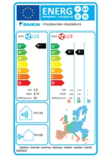 Etiquette énergétique Climatisation Prêt à poser Mural Daikin EMURA 3 FTXJ20AW