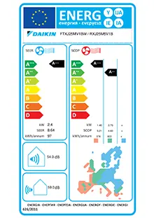 Etiquette énergétique Pack Climatisation Mural Daikin EMURA FTXJ25AW