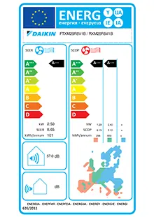 Etiquette énergétique Pack Climatiseur Daikin Perfera FTXM25A + RXM25A