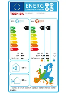 Etiquette énergétique Pack Confort Climatiseur Toshiba SHORAI 13 + RAS-13J2AVSG-E