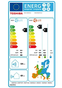 Etiquette énergétique Climatisation Prêt à poser Toshiba Yukai RAS-B13E2KVG-E